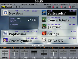 MAIN screen with PopBossa2 style loaded.
